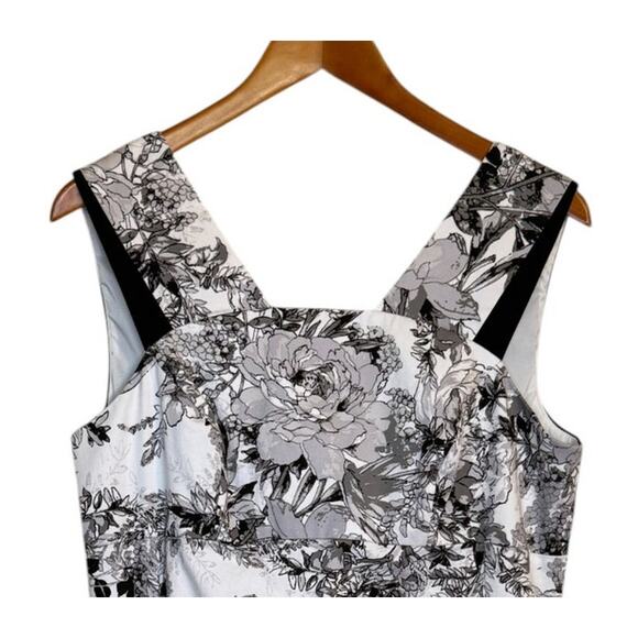 Adrianna Papell Dress Women 14 Black Midi Floral Party Event Plus Size Going Out - Picture 2 of 8